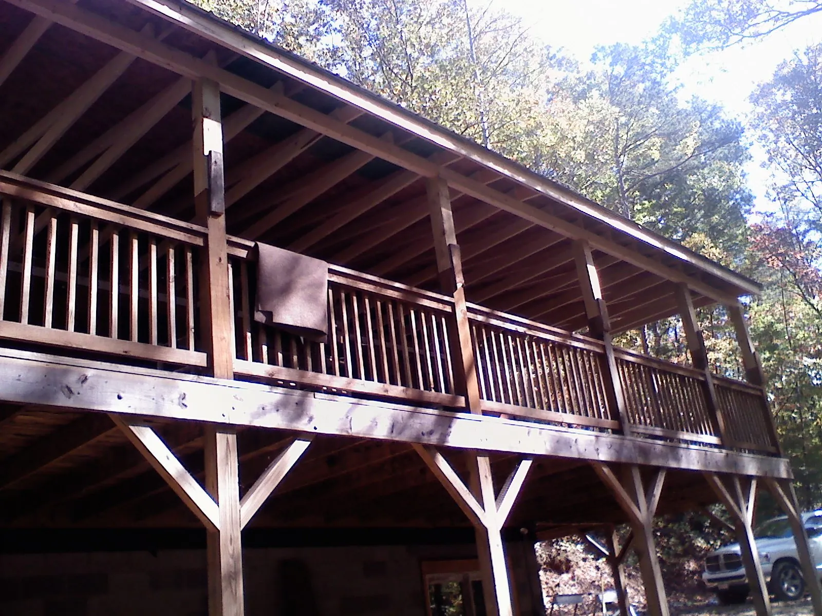 Timber framing under a new elevated porch and deck — Roof Leak Repair in Eastover by Roofing Brothers